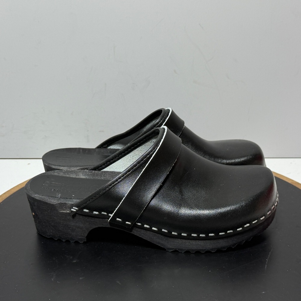 Bjorn Klagn Swedish Comfort Clogs‎ Women 38 Slip On Mules Leather Minimalist